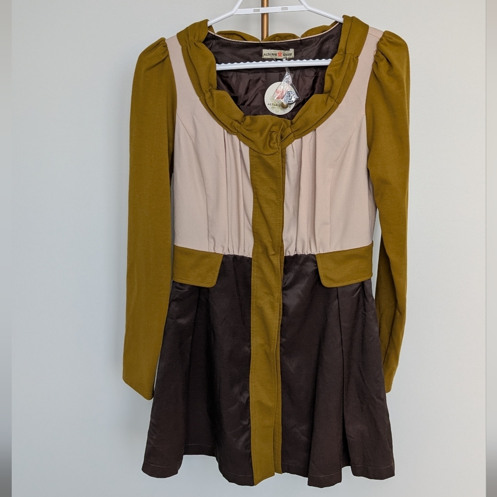 NWT Altar'd State Jacket Dress in Olive, Beige, and Brown